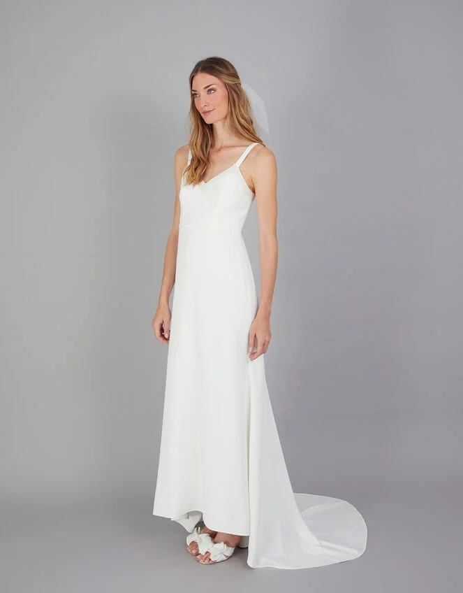 Monsoon Kate pearl trim bridal maxi dress ivory