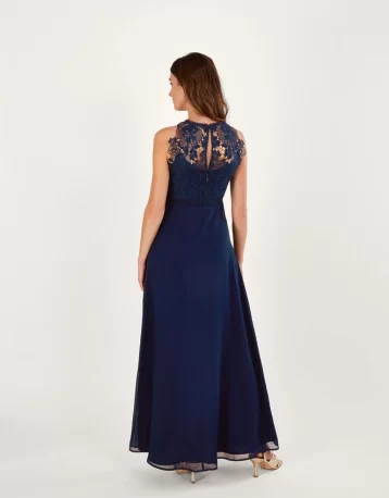 Monsoon Lena lace maxi bridesmaid dress navy blue