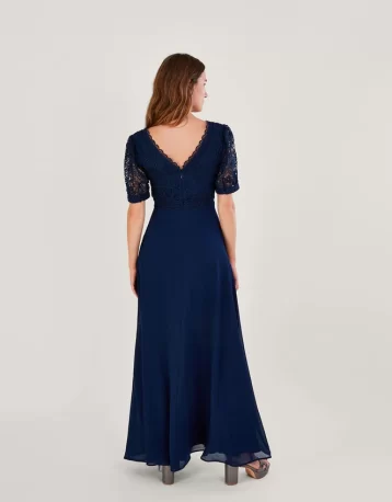 Monsoon Lilibet lace maxi bridesmaid dress Navy blue