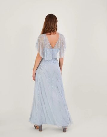 Monsoon Sienna embellished maxi bridesmaid dress cloud blue