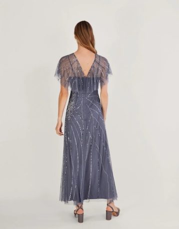 Monsoon Sienna embellished maxi bridesmaid dress blue