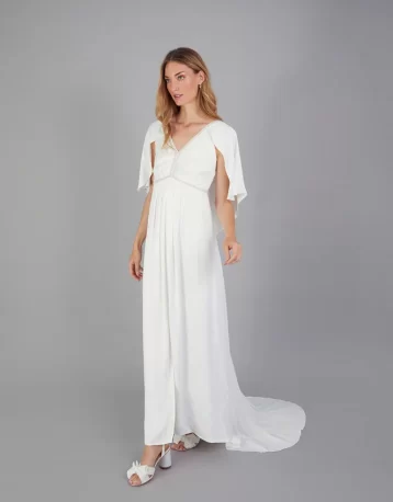 Monsoon Sophie satin bridal maxi dress ivory