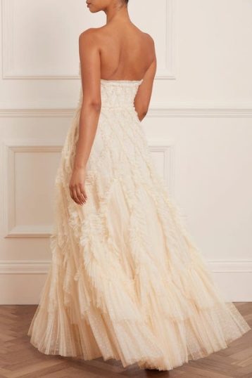 Needle & Thread Rosella Ruffle Strapless Gown, Champagne