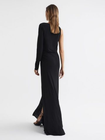 Reiss Catalina Cut Out Hardware Detail Jersey Maxi Dress Black