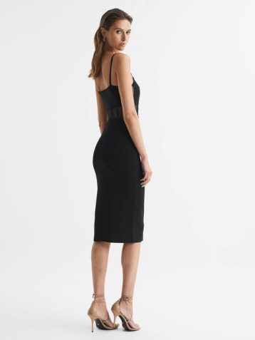 Reiss Luisa Knitted Bodycon Dress Black