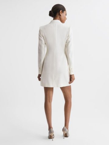 Reiss Marcy Wool Blend Tuxedo Mini Dress White