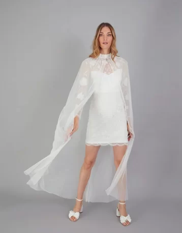 Monsoon Pearl trim bridal cape