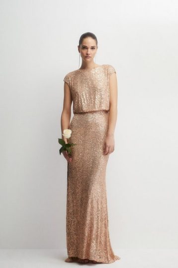 Blouson Top Fishtail Sequin Bridesmaids Maxi Dress