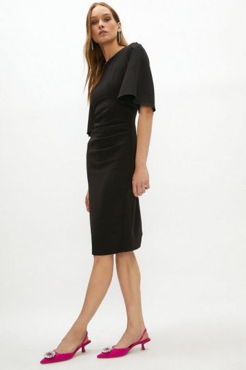 Coast Flare Sleeve Crepe Dress Black