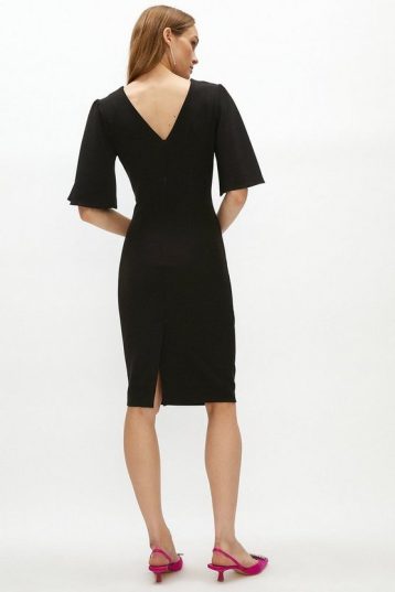 Coast Flare Sleeve Crepe Dress Black