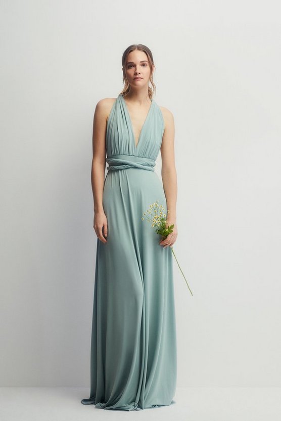 Coast Multiway Slinky Jersey Bridesmaids Maxi Dress, Sage Green