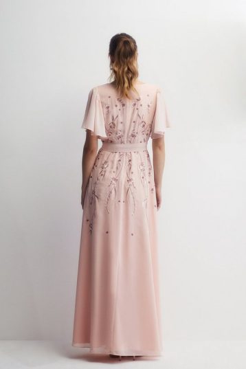 Coast Premium Floral Embroidered Bridesmaids Maxi Dress, Blush