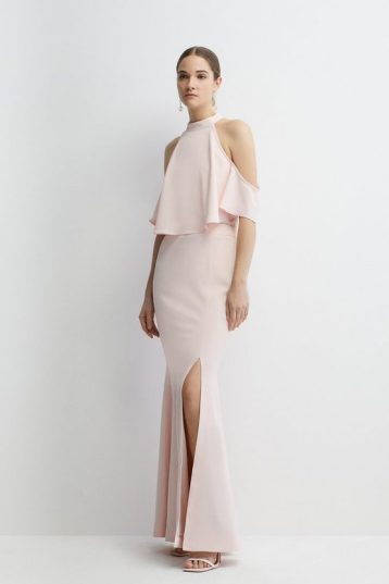 Coast Satin Back Crepe Tailored Fishtail Bridesmaids Maxi Blush