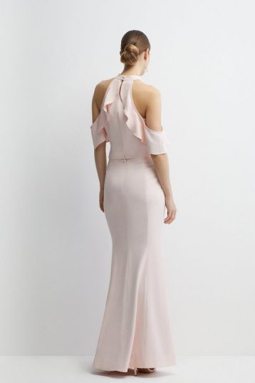 Coast Satin Back Crepe Tailored Fishtail Bridesmaids Maxi Blush