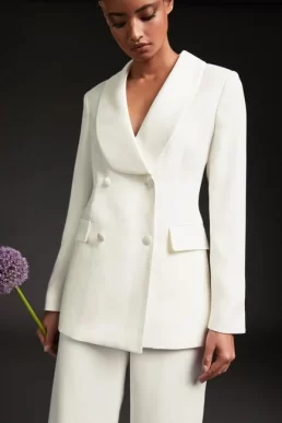 LK Bennett Iris Ivory Crepe Bridal Tuxedo Jacket