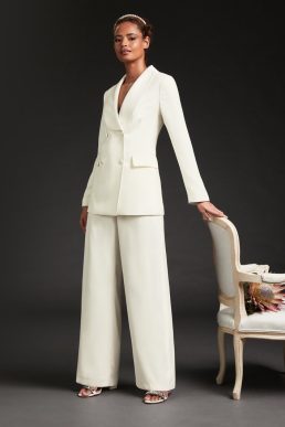 LK Bennett Iris Ivory Crepe Bridal Tuxedo Trousers