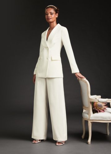 LK Bennett Iris Ivory Crepe Bridal Tuxedo Trousers