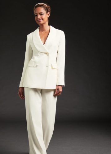 LK Bennett Iris Ivory Crepe Bridal Tuxedo Trousers