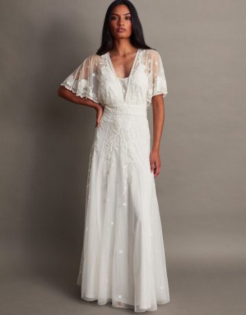 Monsoon Maggie embroidered bridal dress ivory