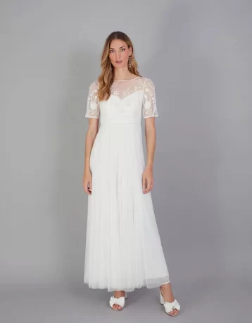 Monsoon Ali embroidered bridal maxi dress ivory