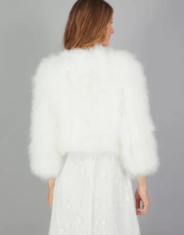 Monsoon Frances feather bridal jacket ivory