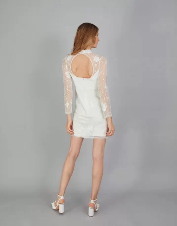 Monsoon Krystyna embroidered short dress ivory