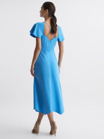 Reiss Eleni Cap Sleeve Maxi Dress Blue