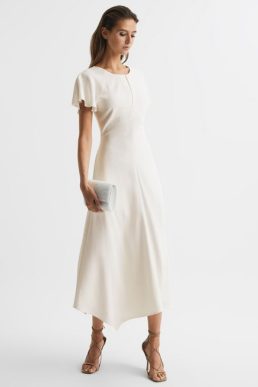 Reiss Eleni Cap Sleeve Maxi Dress White