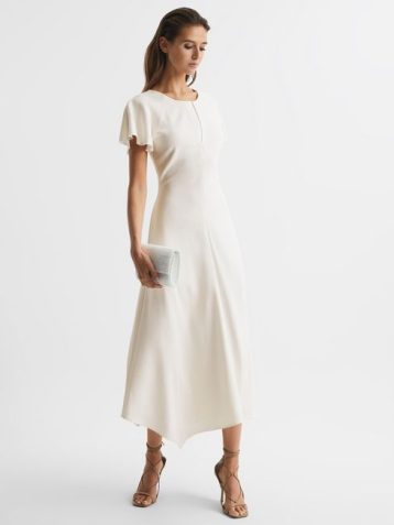 Reiss Eleni Cap Sleeve Maxi Dress White