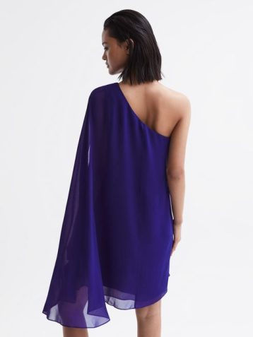 Reiss Fleur Sheer Cape Sleeve Mini Dress Purple