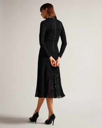 Ted Baker Latinia Textured A-Line Midi Dress Black