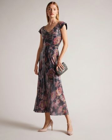 Ted Baker Ninia Belted Floral Midaxi Dress Black Multi