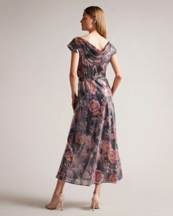 Ted Baker Ninia Belted Floral Midaxi Dress Black Multi