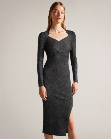 Ted Baker Tabytha Slim Fit Cross Over Knit Dress Black