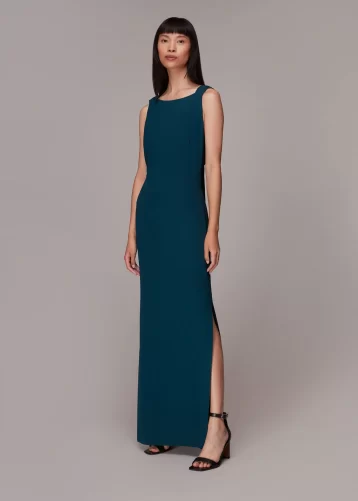 Whistles Tie Back Maxi Bridesmaid Dress Teal