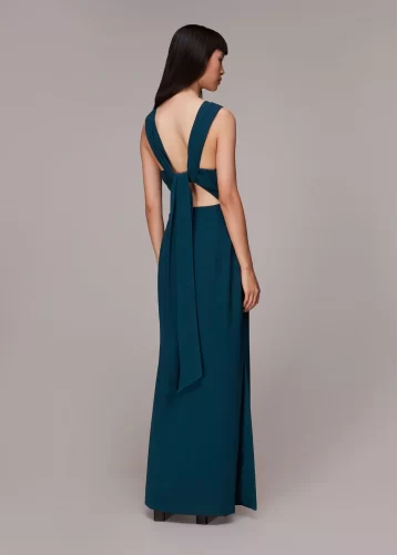 Whistles Tie Back Maxi Bridesmaid Dress Teal