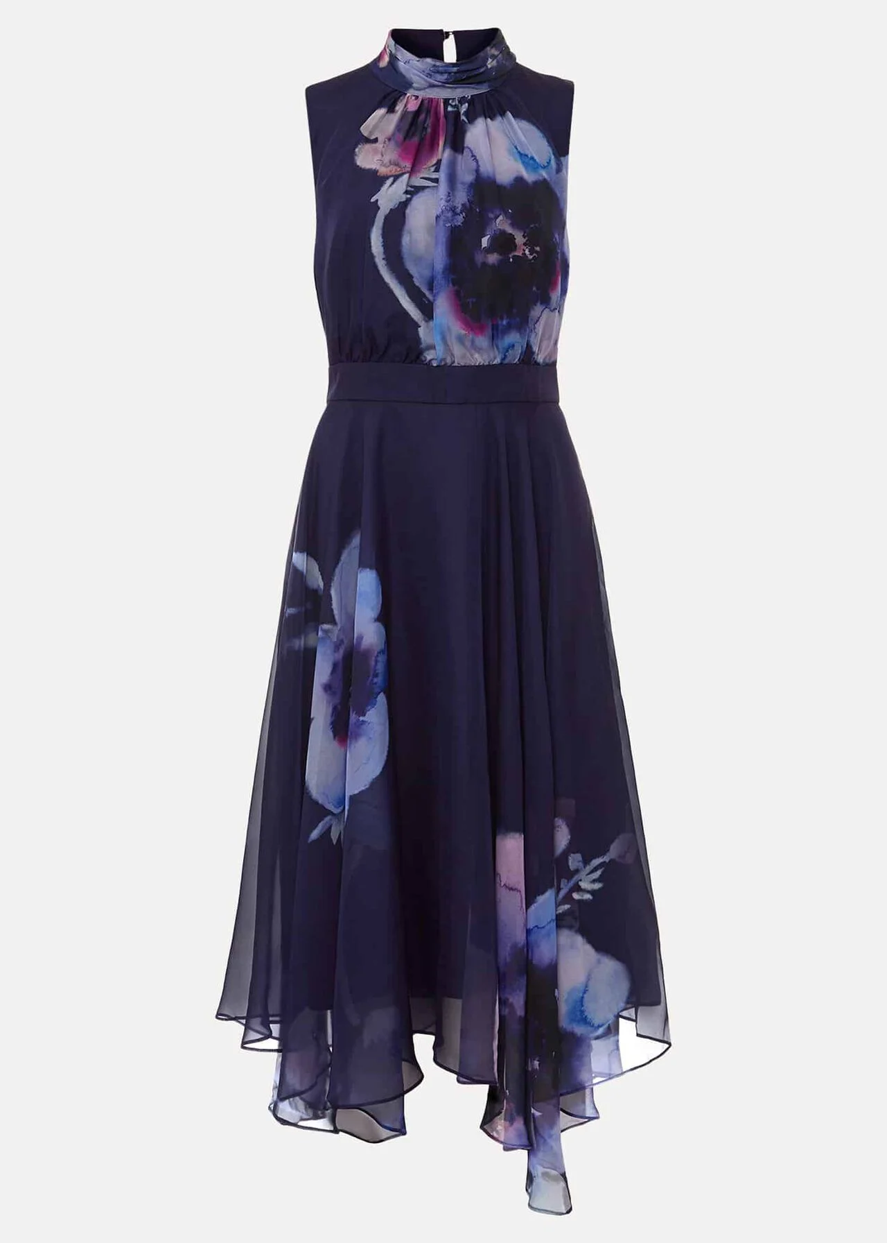 Phase Eight Lucinda Floral Chiffon Midi Dress, Navy/Multi £159.00