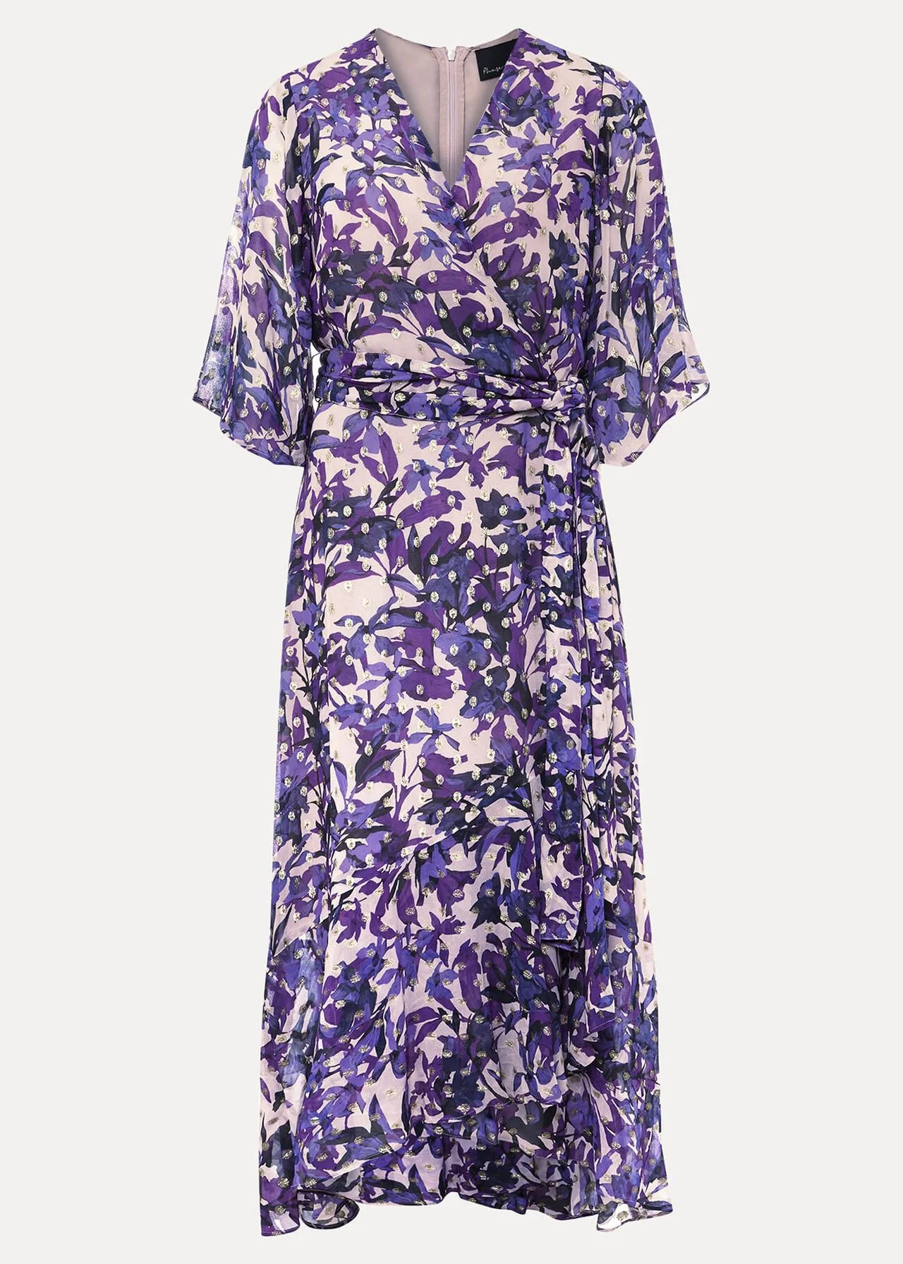 Phase Eight Juliette Floral Fil Coupe Wrap Dress, Latte Navy/Multi £139.00