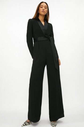 Coast Wide Leg Tuxe Wrap Jumpsuit Black