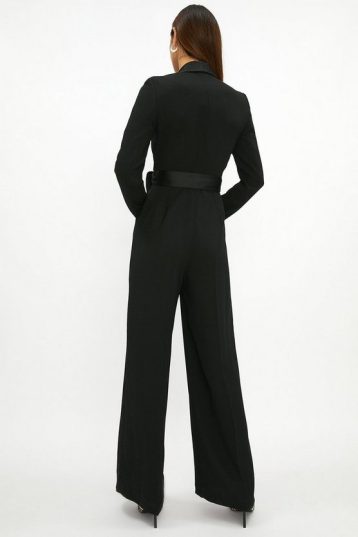 Coast Wide Leg Tuxe Wrap Jumpsuit Black