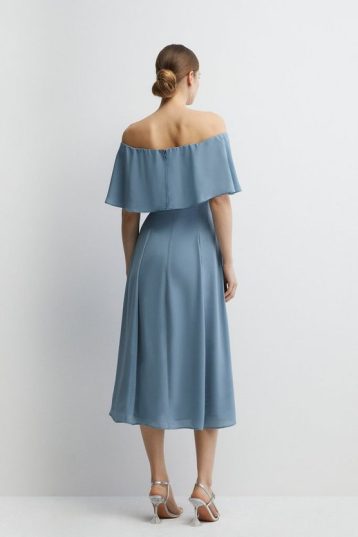 Coast Bardot Woven Bridesmaids Midi Dress Pale Blue