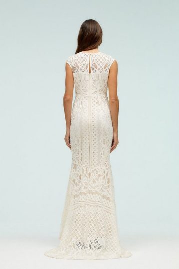 Coast Cap Sleeve Lace Fishtail Hem Maxi Dress Ivory