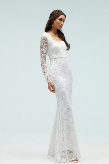 Coast Eyelash Lace Fishtail Maxi Dress Ivory