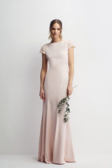 Coast Lace Detail Sculpting Crepe Fishtail Bridesmaid Blush