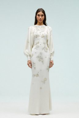 Coast Premium Beadwork Drop Sleeve Fishtail Dress Ivory