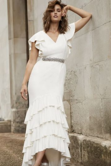 Whistles Ellery Frill Maxi Bridal Dress Ivory