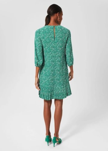 Hobbs Liana Spot A Line Dress Green White