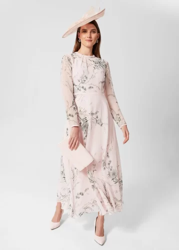 Hobbs Rosabelle Silk Floral Dress Blush Pink Multi