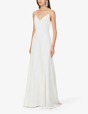 Jenny Yoo Whitley V-neck crepe maxi dress, White - Image 2