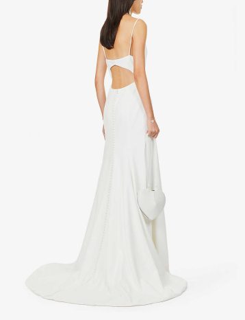 Jenny Yoo Whitley V-neck crepe maxi dress, White